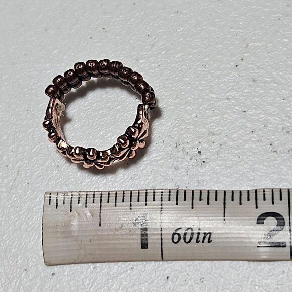 Retro Copper Flower Elastic Stretch Ring Boho 60s 70s Fashion Jewelry Women - Picture 3 of 3